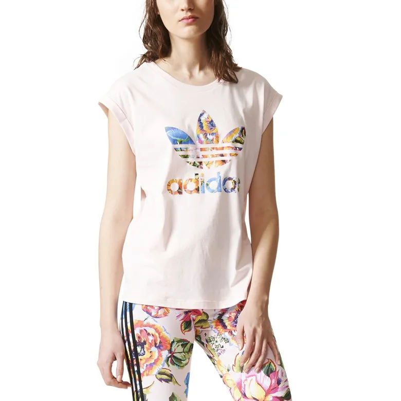 ADIDAS ORIGINALS THE FARM BOYFRIEND ROLLUP TEE W "FLORALITA" (HALO PINK)