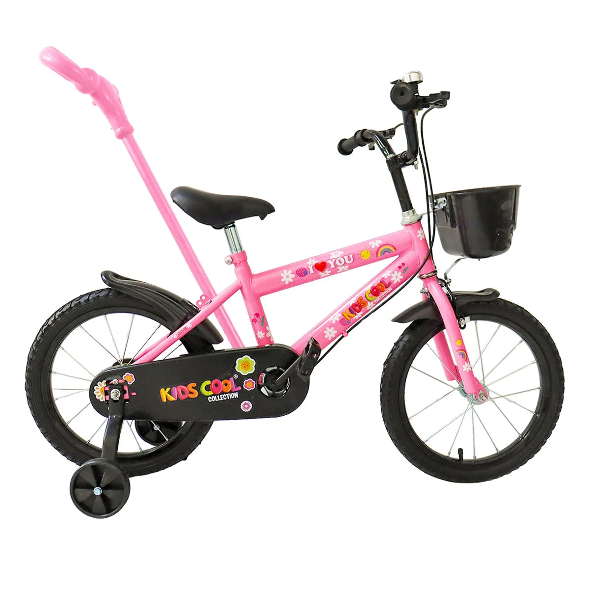 Bicicleta Rodada 12 con Bastón y Ruedas de Apoyo para Nia