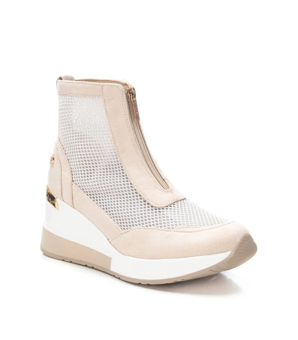 Botines deportivos beige para mujer