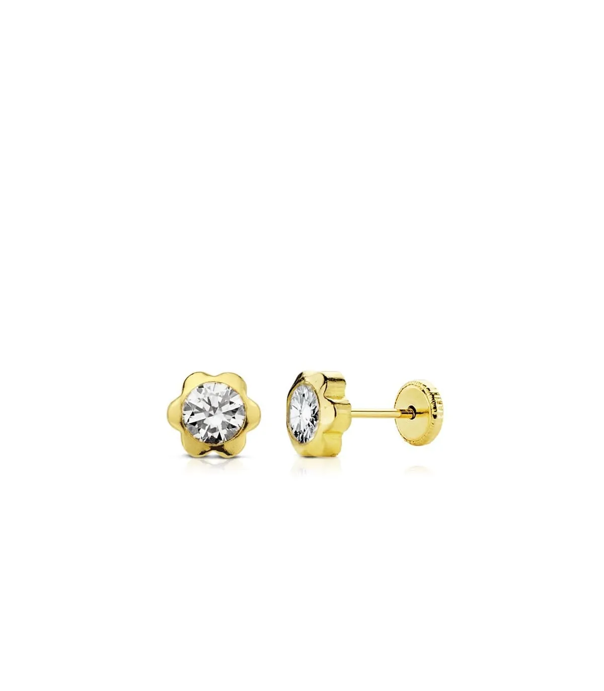 Boucles d'oreilles Enfants Marguerite Or Jaune 18 K 6 MM