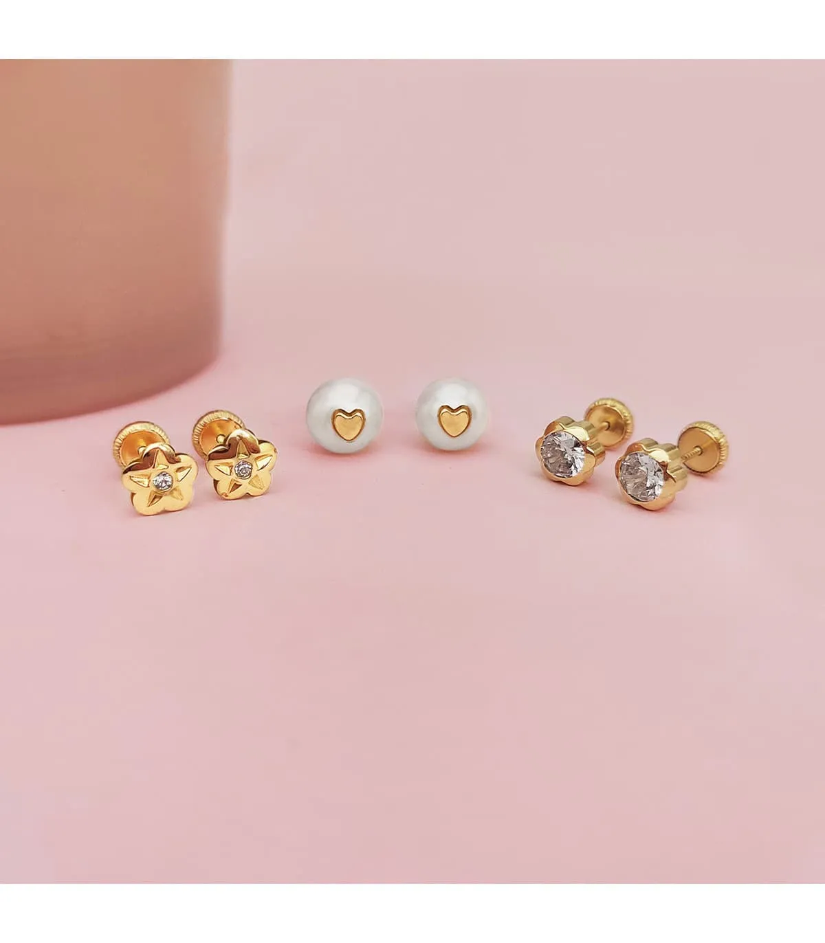 Boucles d'oreilles Enfants Marguerite Or Jaune 18 K 6 MM