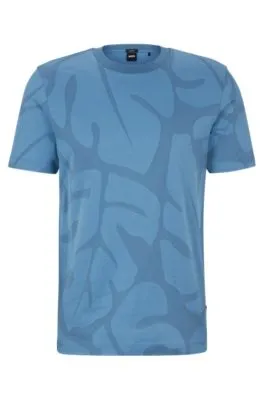 Camiseta de algodón con estampado de hojas de monstera en dos tonos