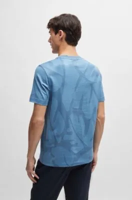 Camiseta de algodón con estampado de hojas de monstera en dos tonos