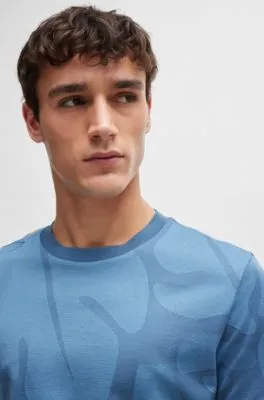 Camiseta de algodón con estampado de hojas de monstera en dos tonos
