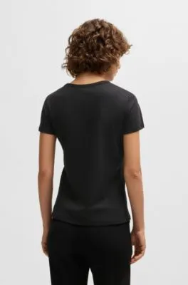 Camiseta de algodón con monograma Double B adornado con cristales