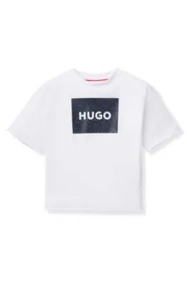 Camiseta para niños en algodón con logo cuadrado en estampado animal