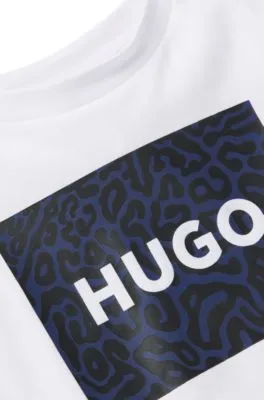 Camiseta para niños en algodón con logo cuadrado en estampado animal