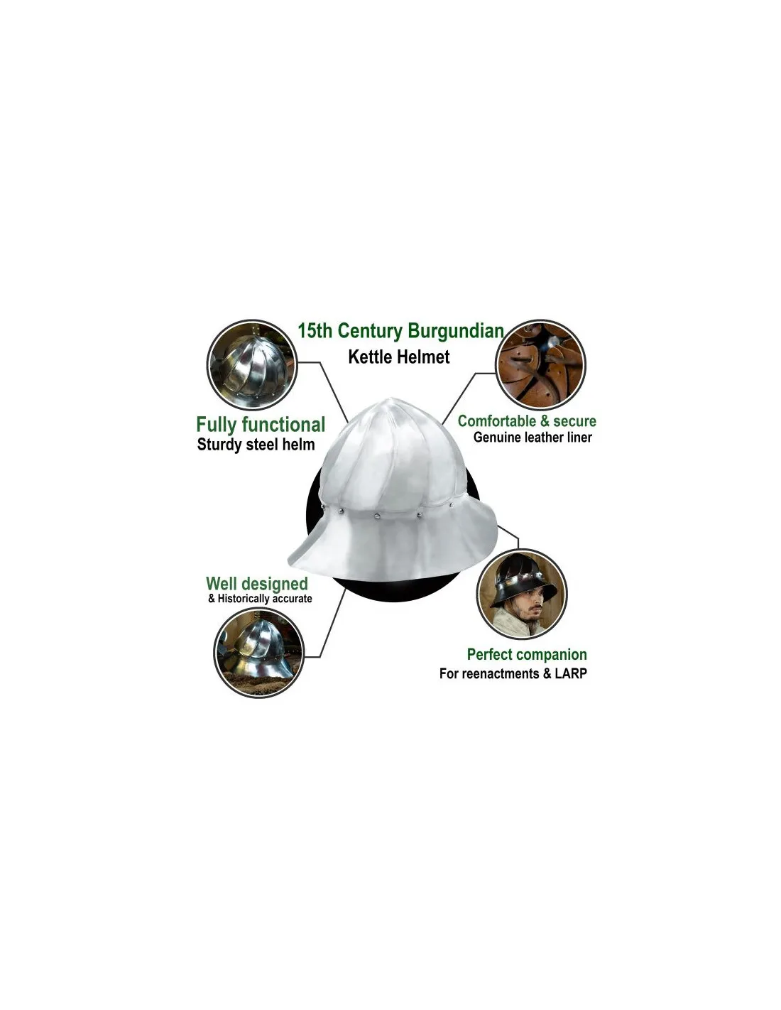 Casco capelina Kettle de Borgoña S. XVI