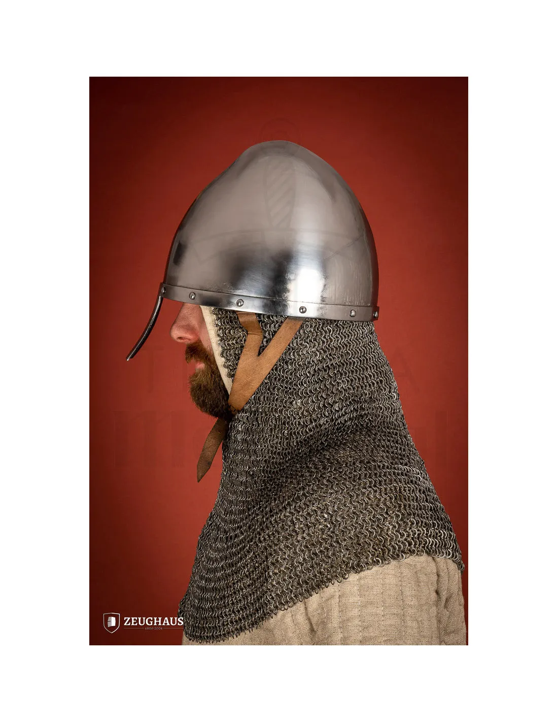 Casco frigio con protección nasal, acero 2mm.
