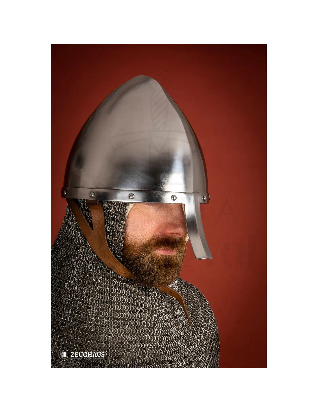 Casco frigio con protección nasal, acero 2mm.