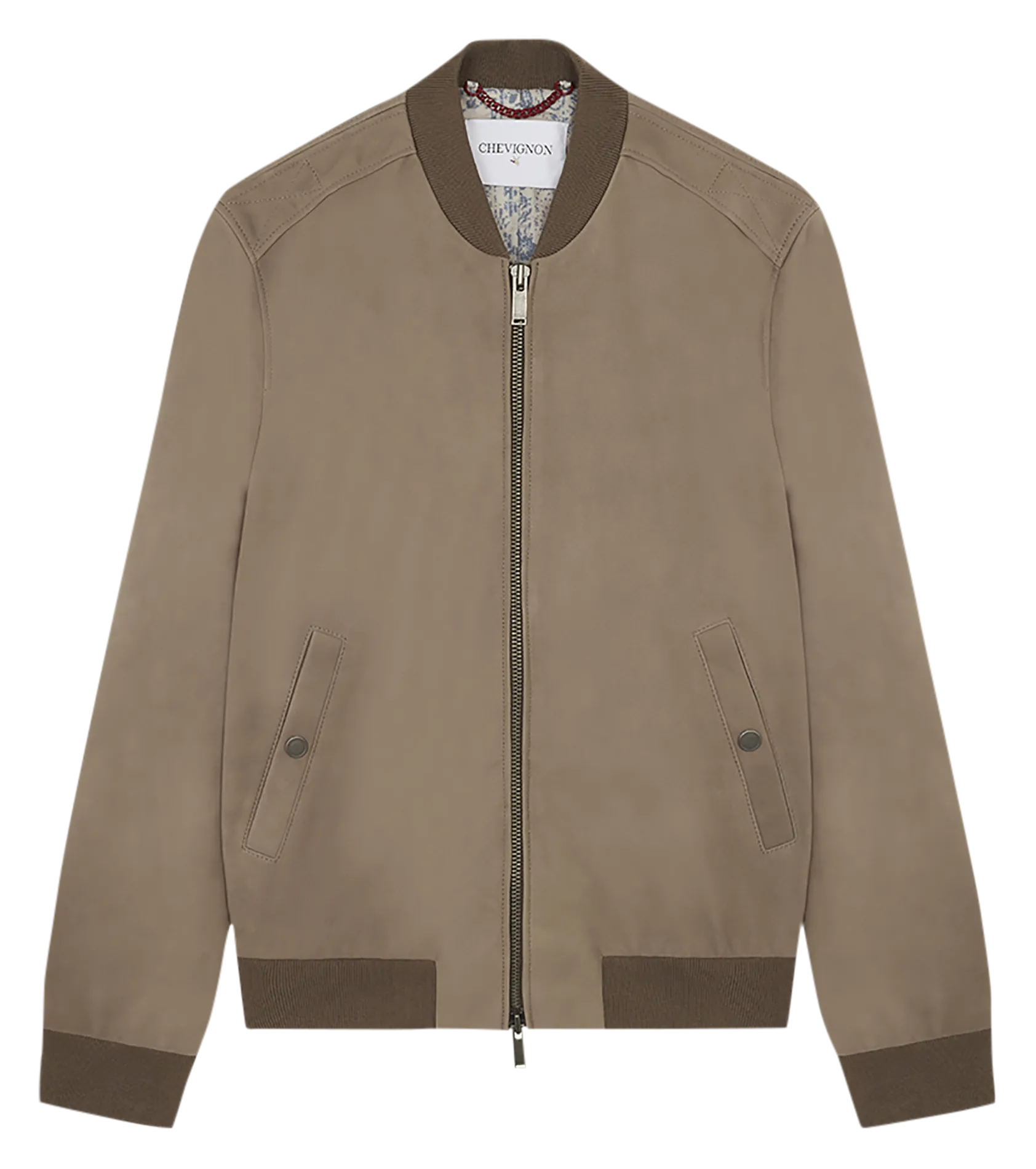CHEVIGNON TEDDY APOCALYPSE  CHAQUETA TIPO BOMBER DE CUERO ATERCIOPELADO EN BEIGE