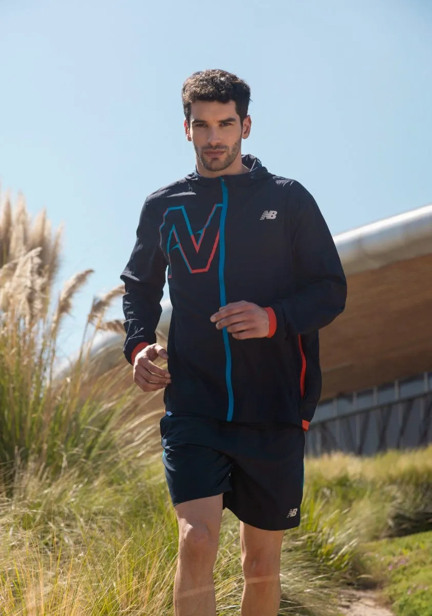 Cortavientos Running Hombre New Balance Empacable Azul 