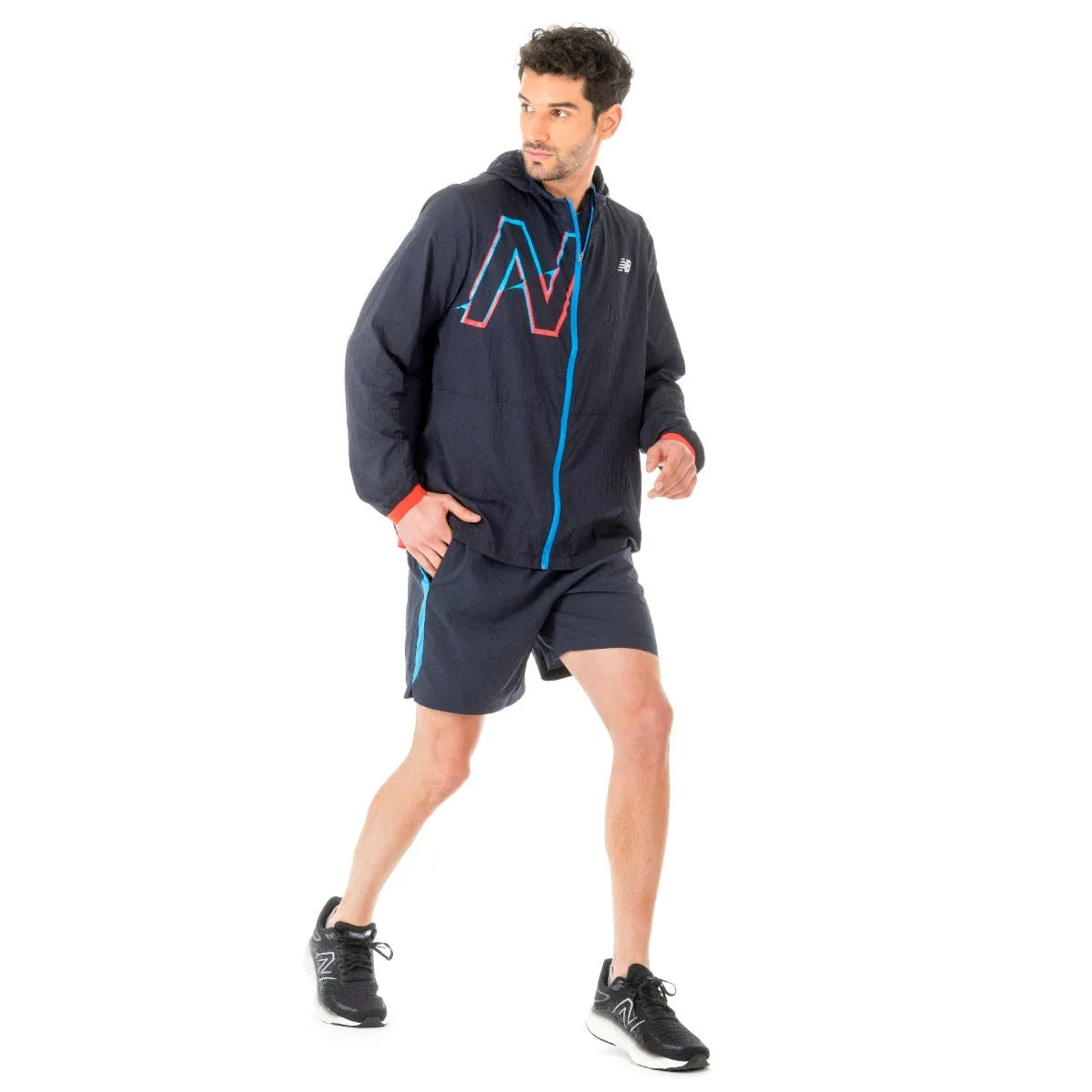 Cortavientos Running Hombre New Balance Empacable Azul 