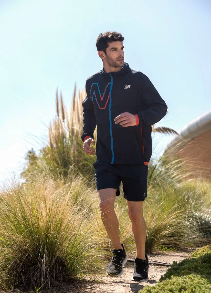 Cortavientos Running Hombre New Balance Empacable Azul 