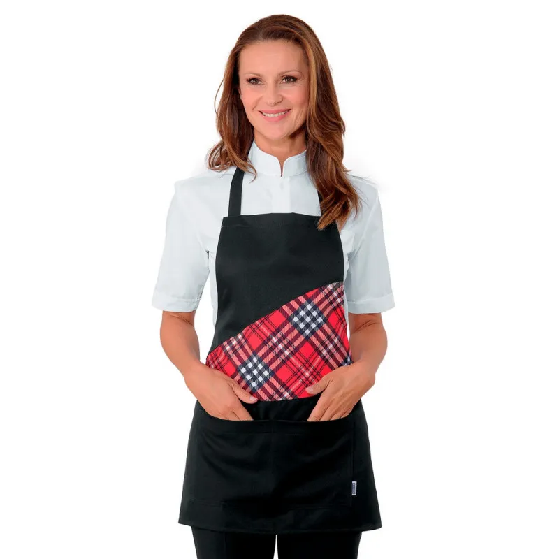 DELANTAL CON PETO NEGRO Y TARTAN 407  LOLLIPOP