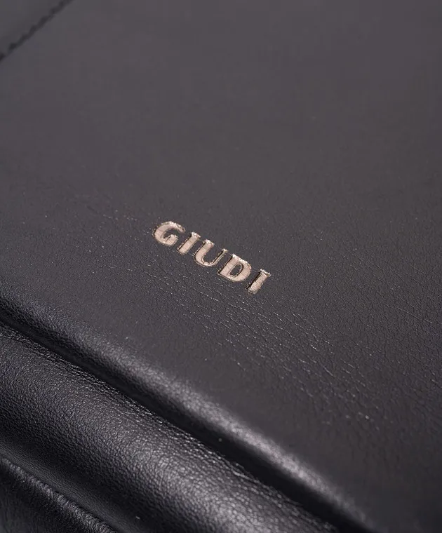 GIUDI Black leather backpack with logo
