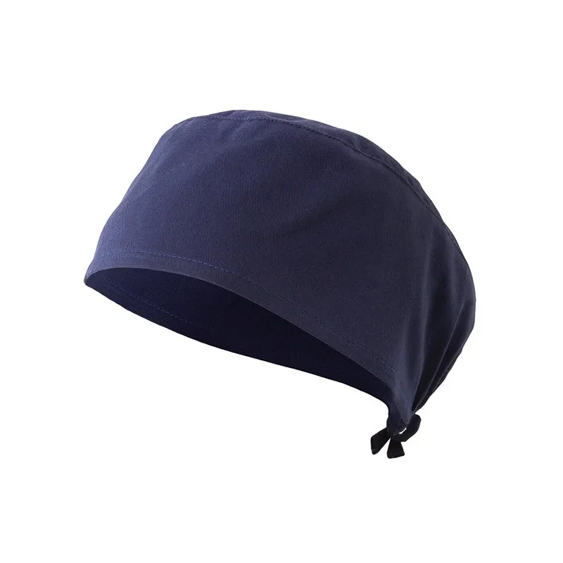 GORRO SANITARIO AZUL MARINO CON ELáSTICO POSTERIOR Y ATADO CON TIRAS  VELILLA