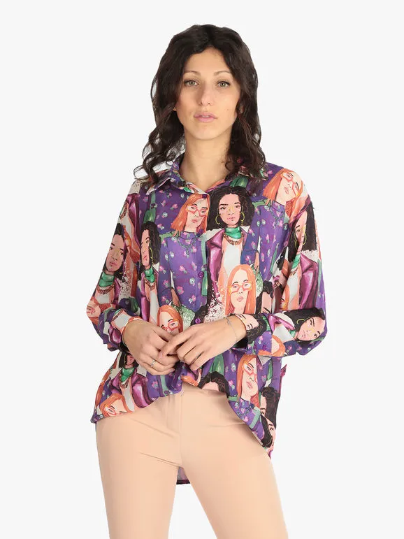Made In Italy Maxicamisa de mujer con estampados