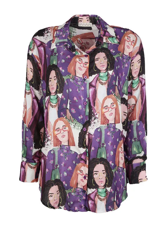 Made In Italy Maxicamisa de mujer con estampados