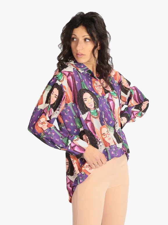 Made In Italy Maxicamisa de mujer con estampados