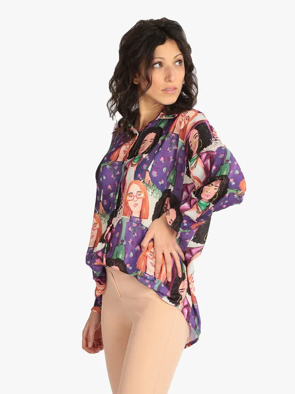 Made In Italy Maxicamisa de mujer con estampados