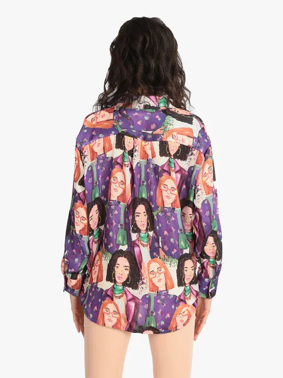 Made In Italy Maxicamisa de mujer con estampados