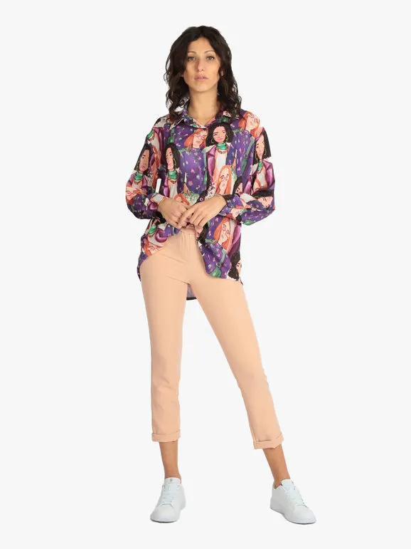 Made In Italy Maxicamisa de mujer con estampados