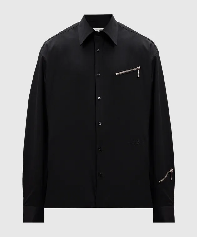 Maison Margiela MM6 Black shirt with logo embroidery