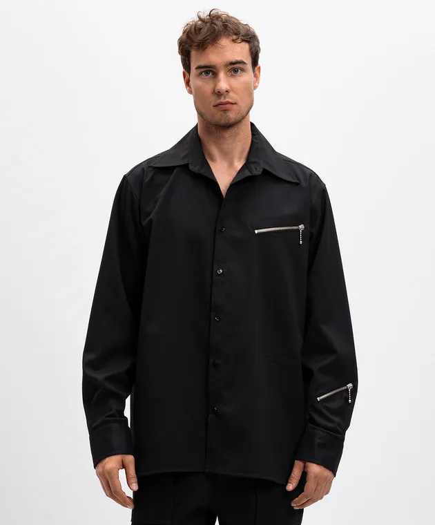 Maison Margiela MM6 Black shirt with logo embroidery