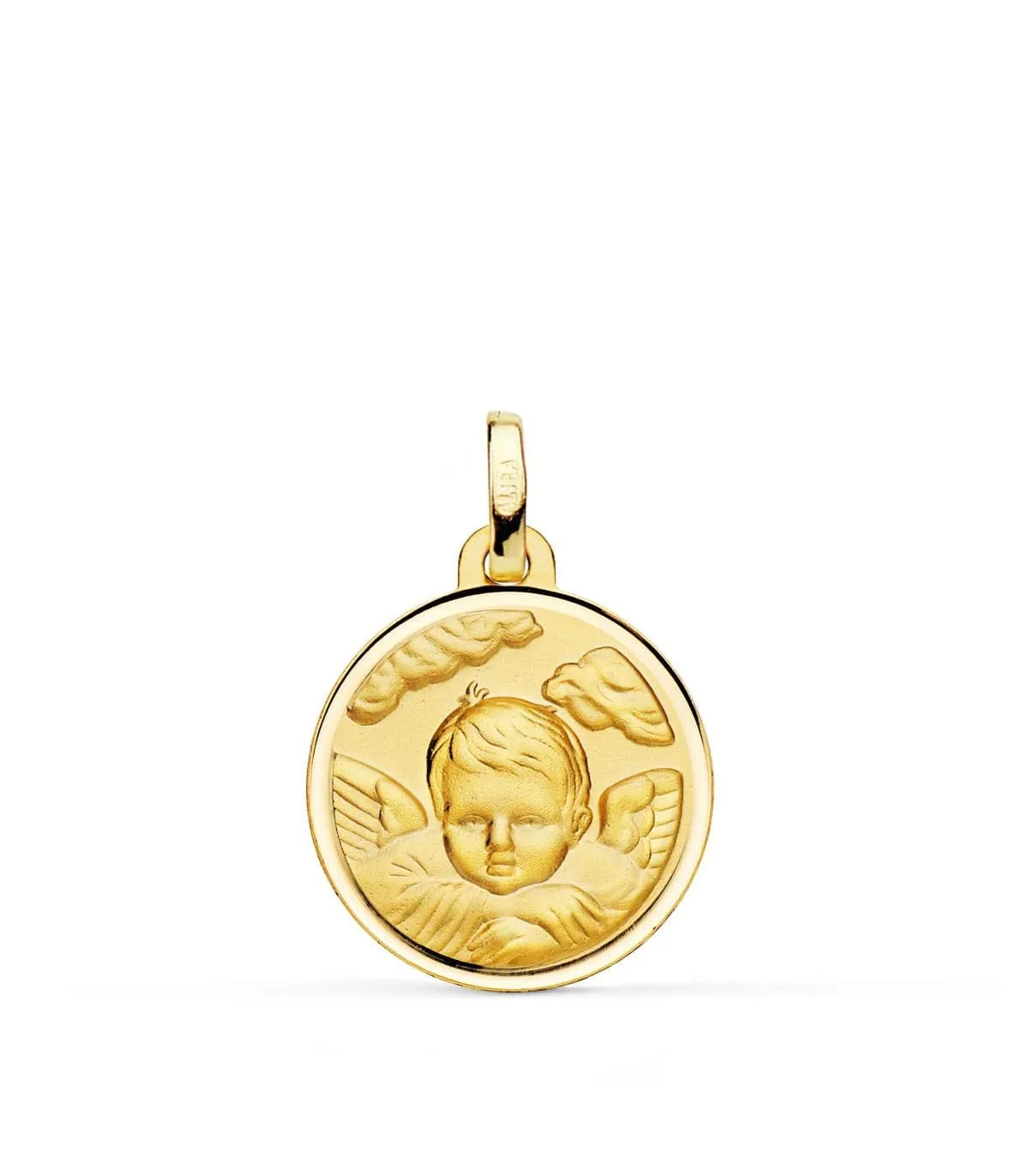 Médaille Ange sur les nuages Or 18K 18mm Biseau