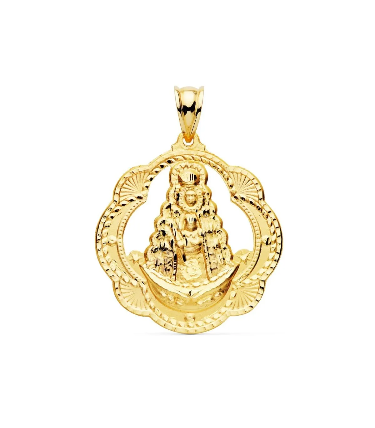 Médaille Notre Dame Vierge du Rocío Or Jaune 18 K Entourée