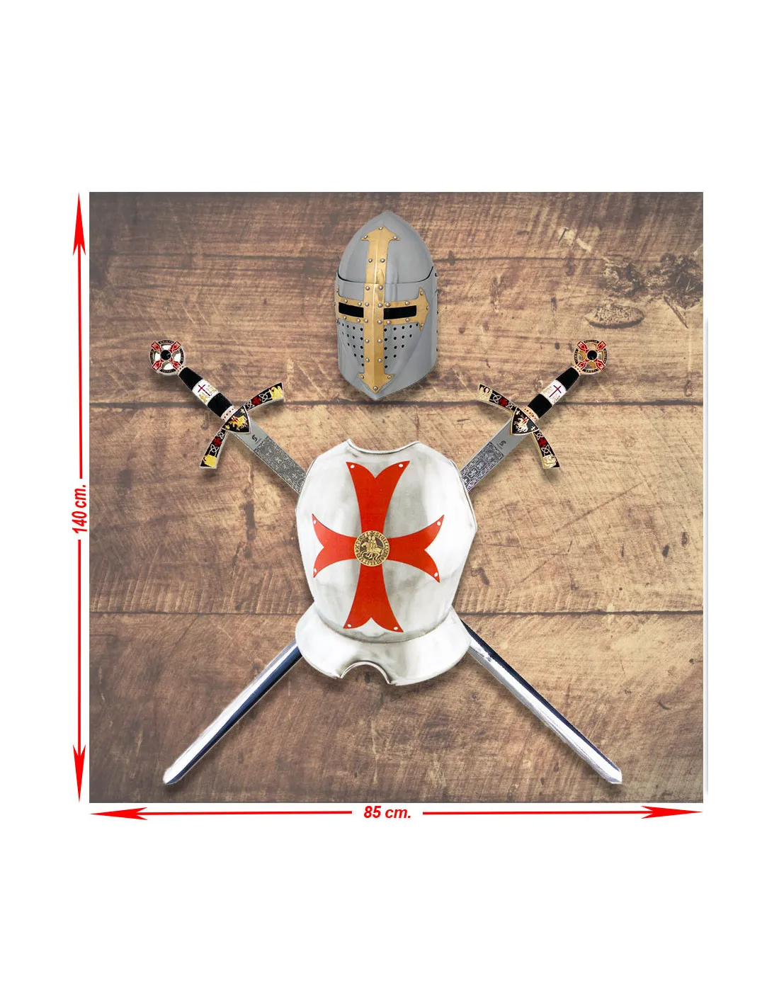 Panoplia de Caballeros Templarios con Espadas, pectoral y casco