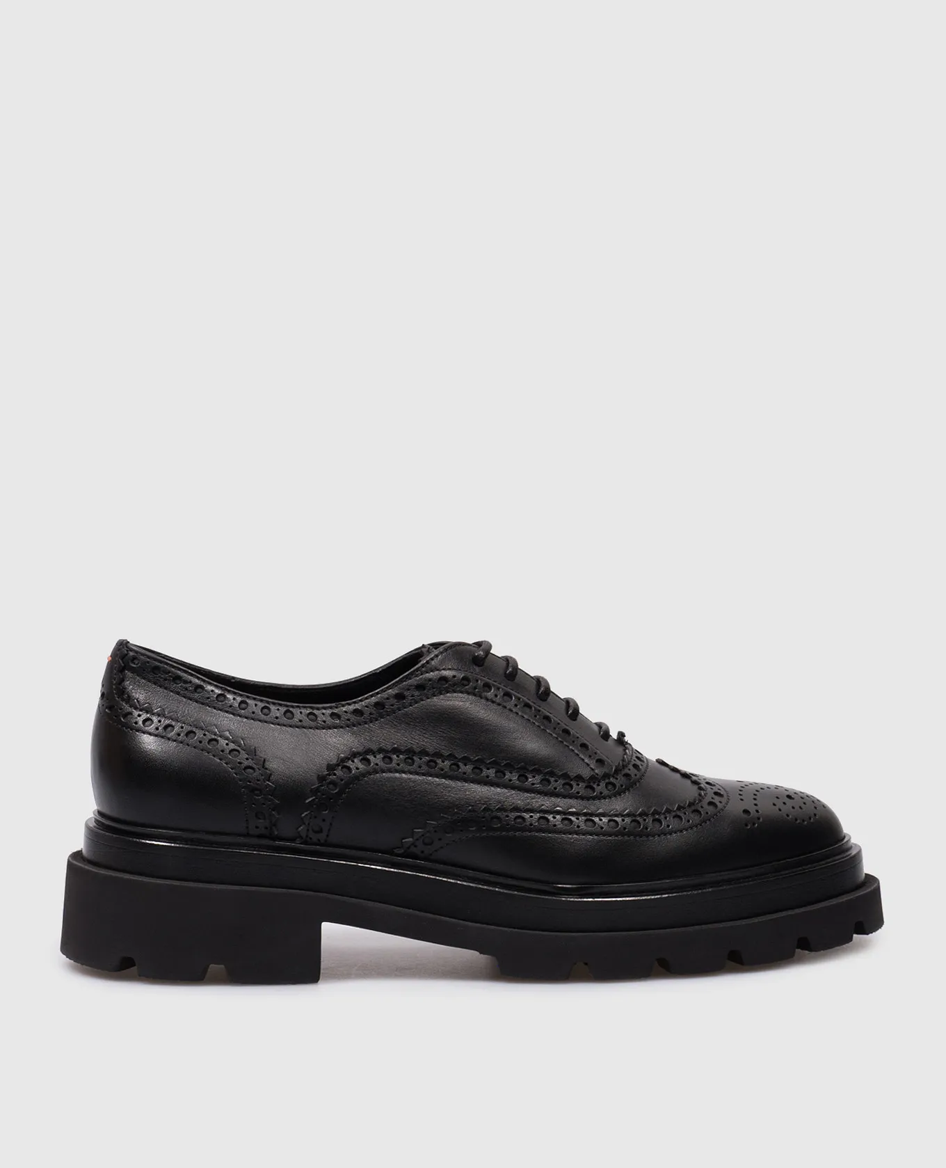 Santoni Black leather brogues with perforations
