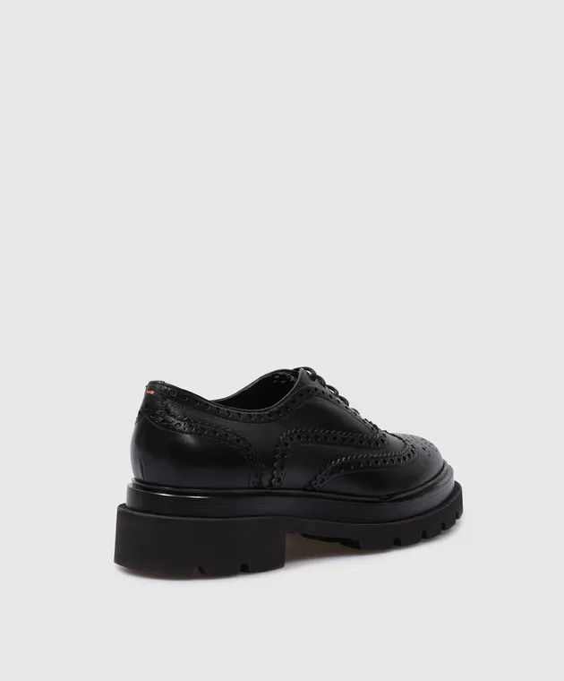 Santoni Black leather brogues with perforations