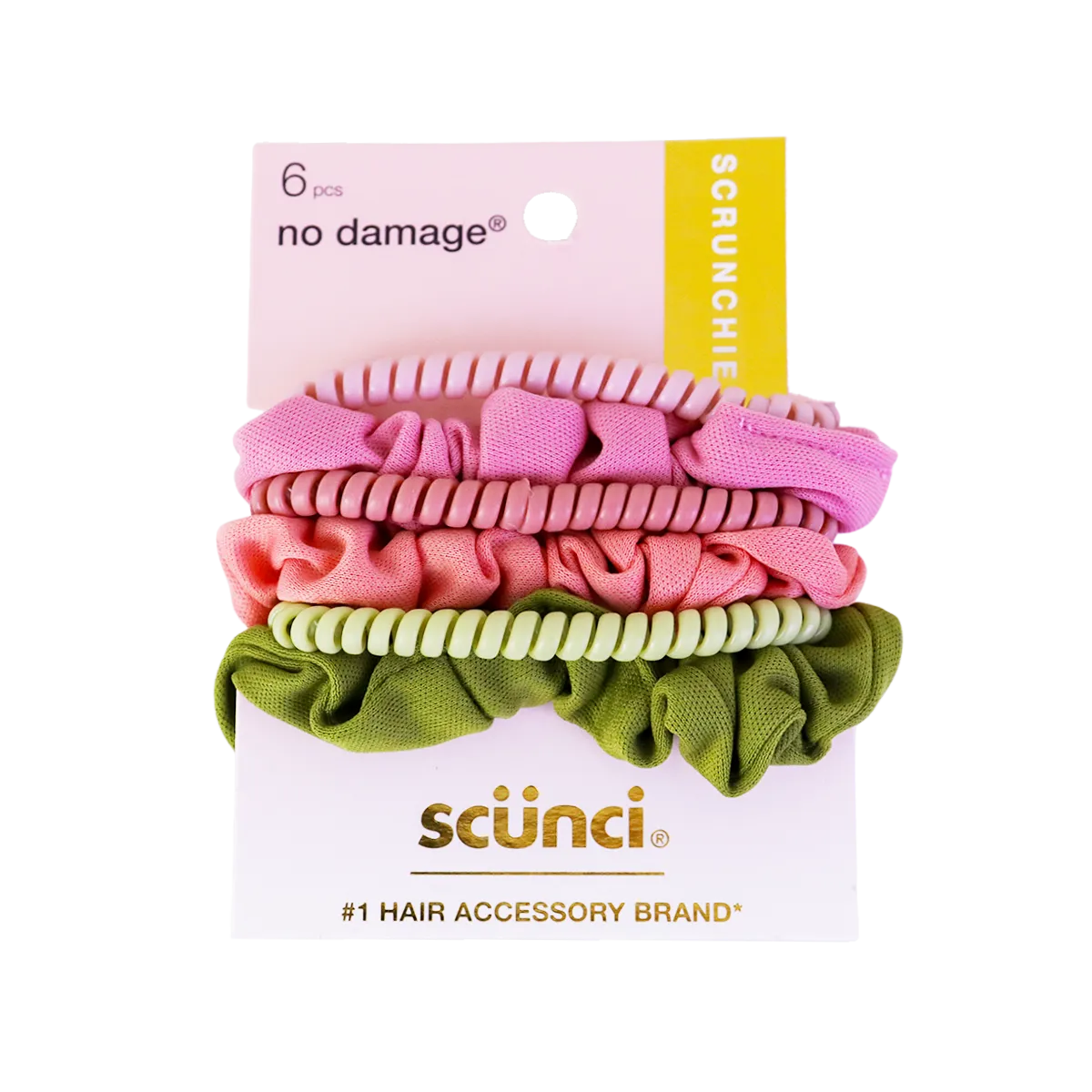 Scrunchies y Elásticos en Espiral para el Cabello, 6 piezas