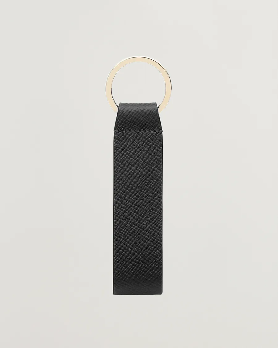 Smythson Panama Leather Keyring Black