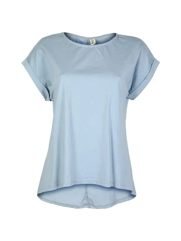 Solada Camiseta de mujer de manga corta con botones en la espalda