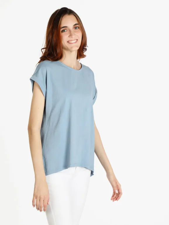 Solada Camiseta de mujer de manga corta con botones en la espalda
