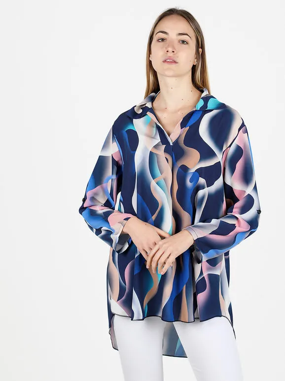 Solada Maxicamisa de mujer con cuello de pico