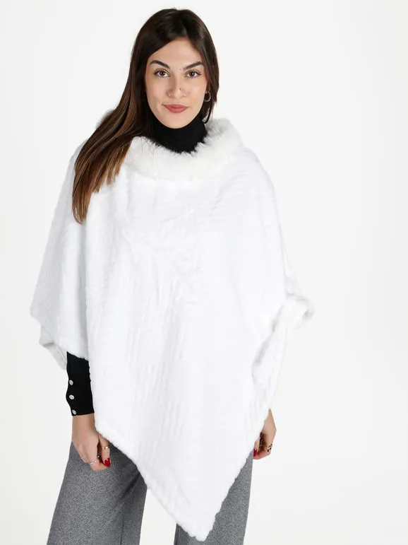 Solada Poncho de pelo sintético para mujer.
