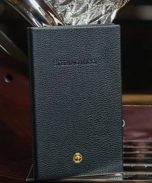 STEFANO RICCI BLACK LEATHERBOUND NOTEBOOK WITH LOGO