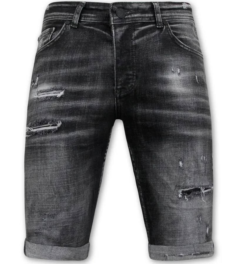 STONEWASHED RIPPED HOMBRES SHORT  SLIM FIT 1085  NEGRO