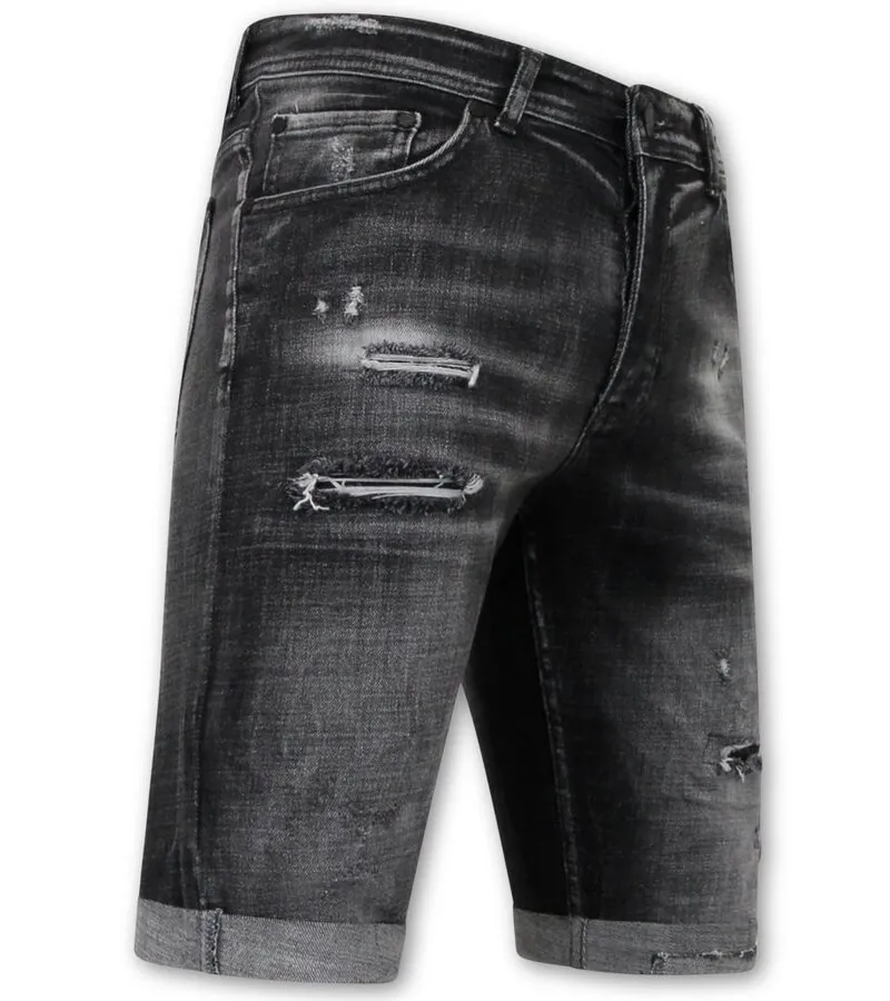 STONEWASHED RIPPED HOMBRES SHORT  SLIM FIT 1085  NEGRO
