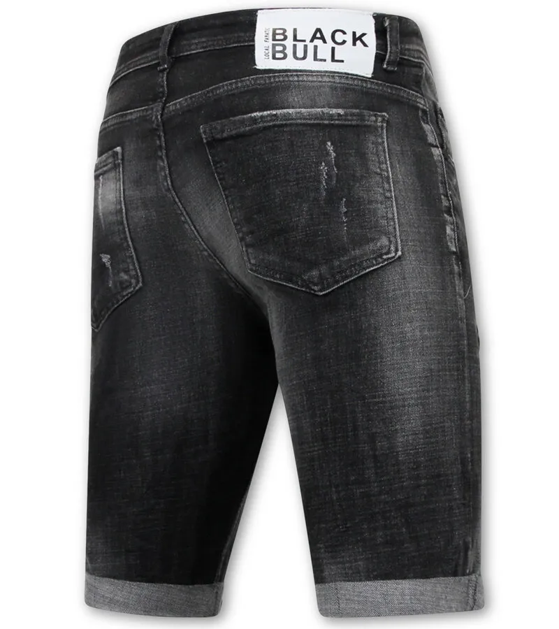 STONEWASHED RIPPED HOMBRES SHORT  SLIM FIT 1085  NEGRO