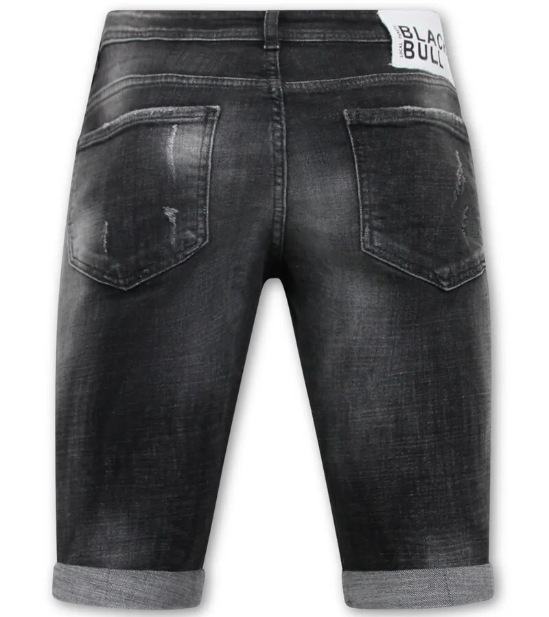 STONEWASHED RIPPED HOMBRES SHORT  SLIM FIT 1085  NEGRO