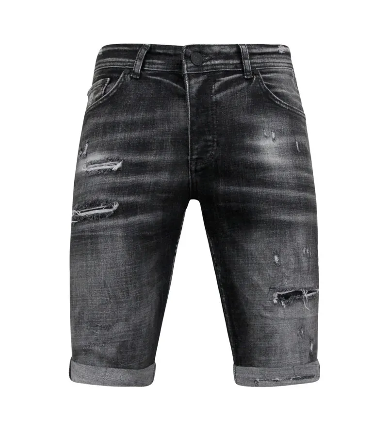 STONEWASHED RIPPED HOMBRES SHORT  SLIM FIT 1085  NEGRO