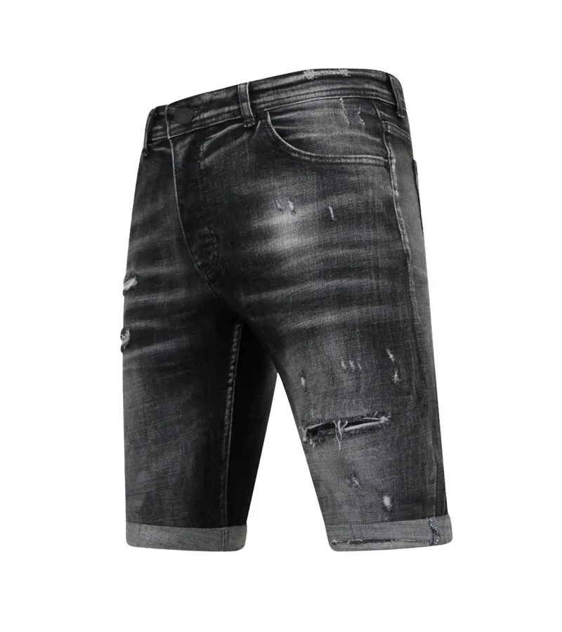 STONEWASHED RIPPED HOMBRES SHORT  SLIM FIT 1085  NEGRO