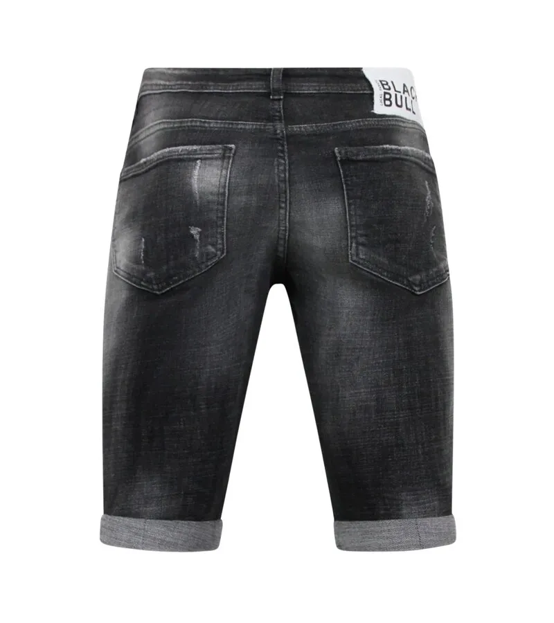 STONEWASHED RIPPED HOMBRES SHORT  SLIM FIT 1085  NEGRO