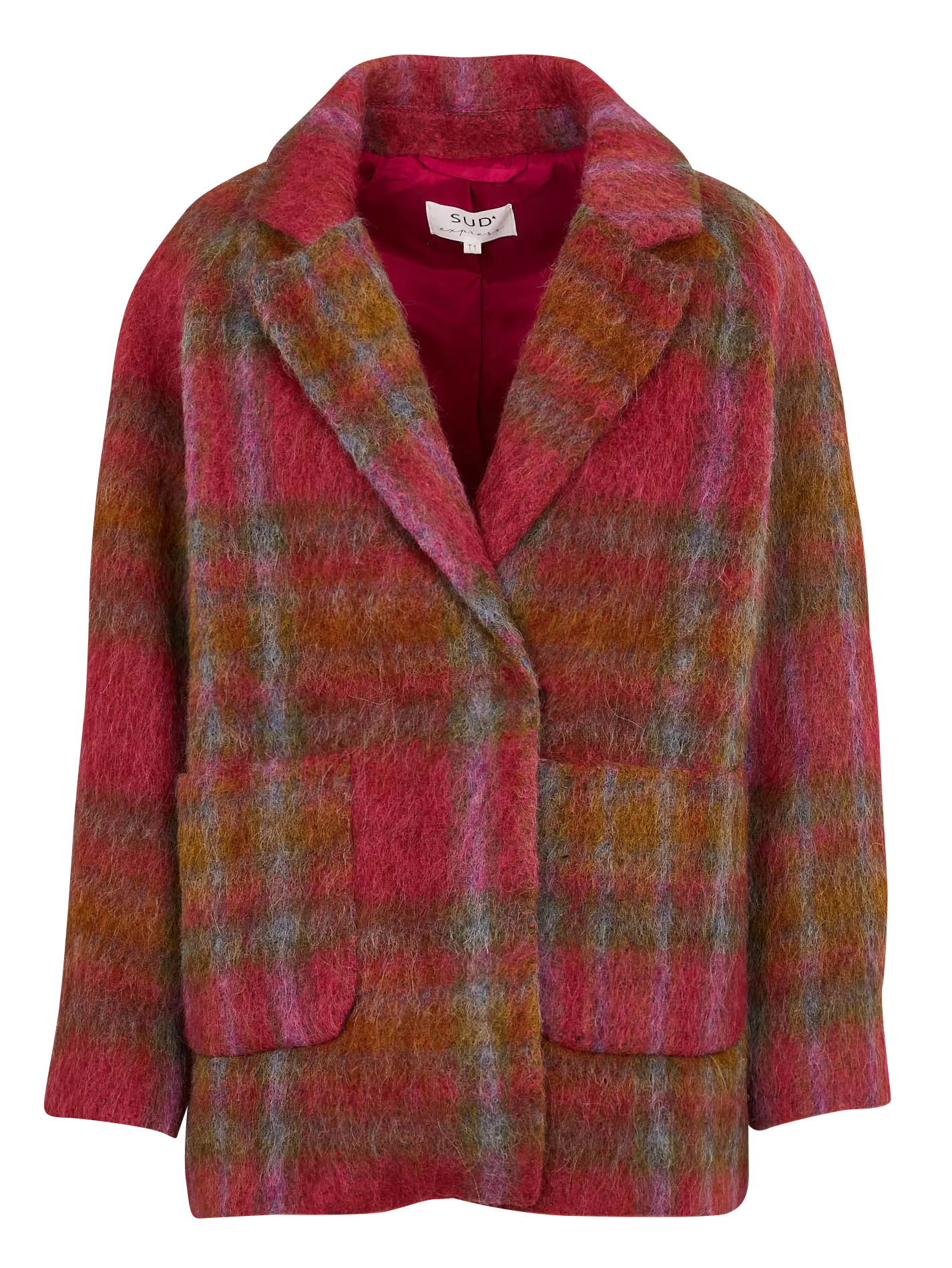 SUD EXPRESS MESSALIE  CHAQUETA RECTA CON CUELLO SASTRE EN ROJO