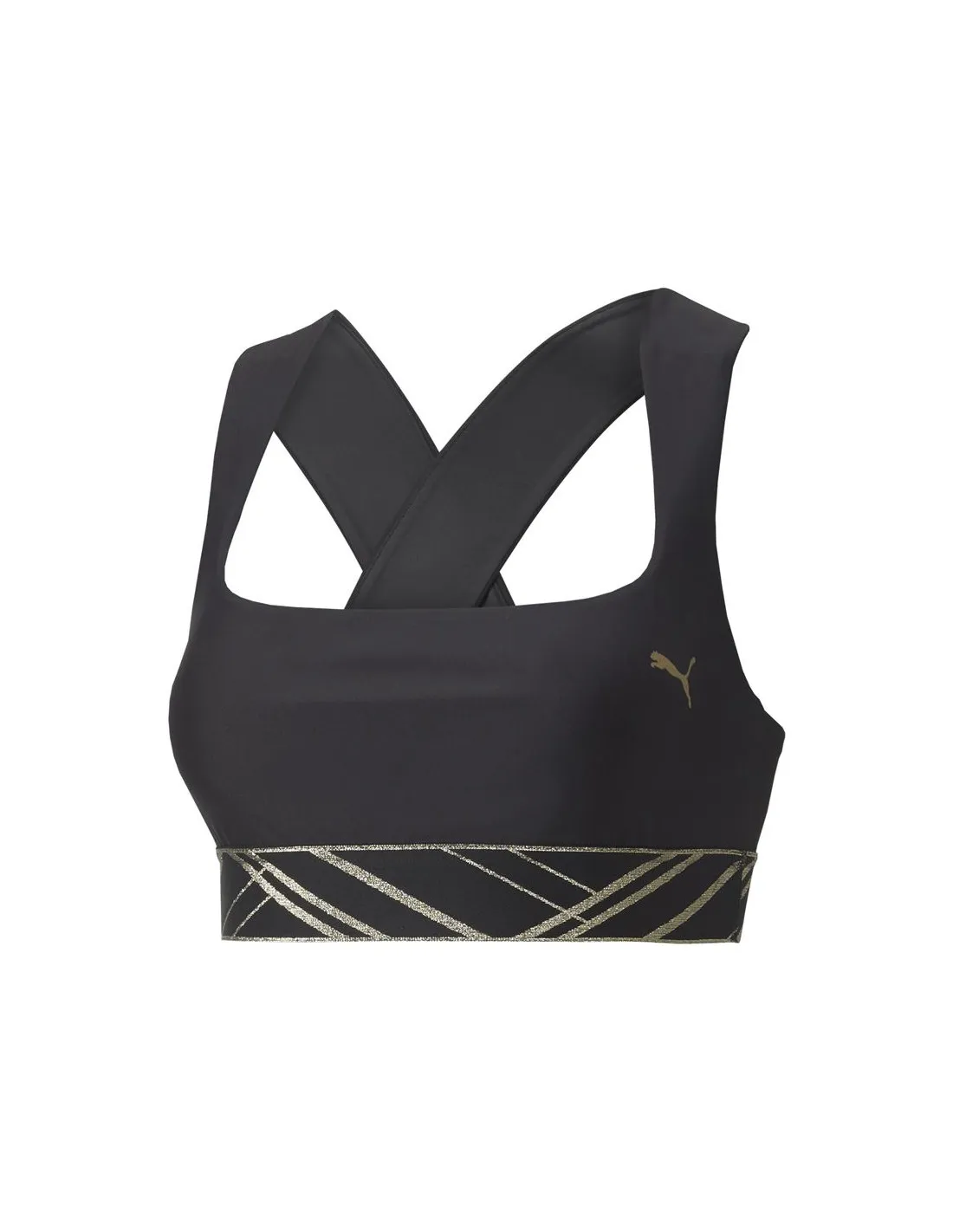 Sujetador deportivo de traning Puma Mid Impact Deco Glam negro Mujer